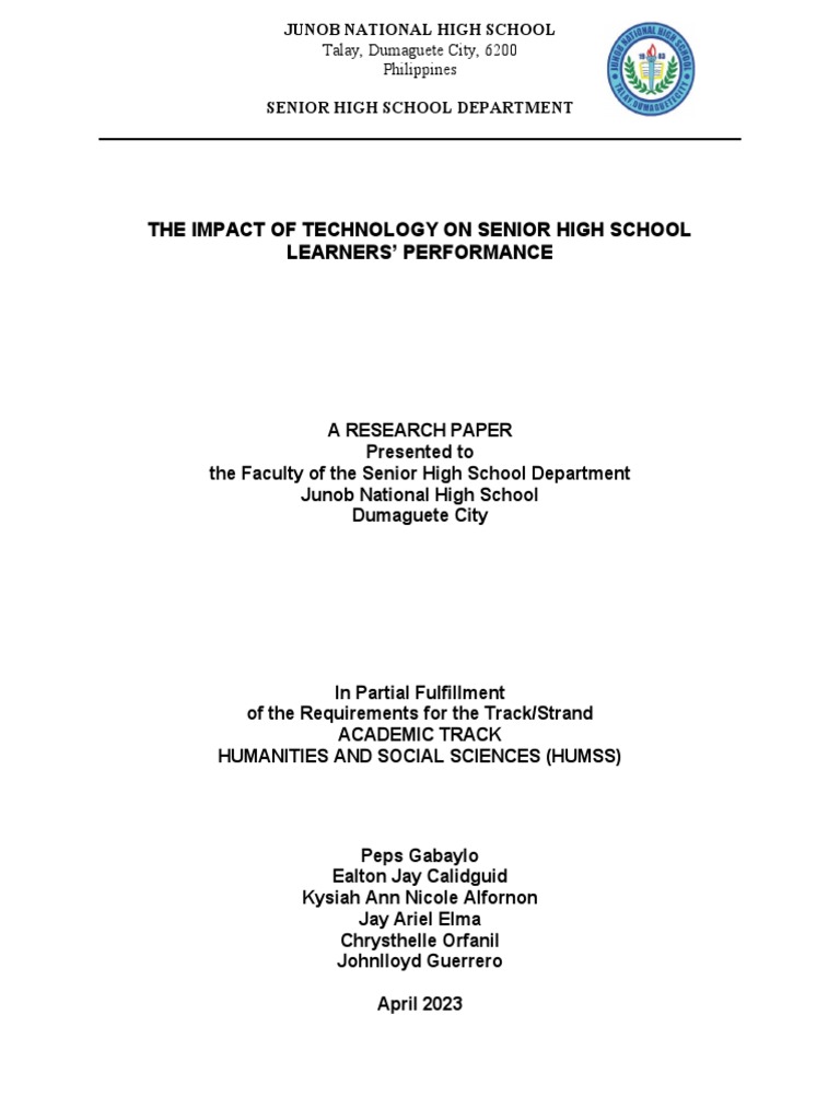 Technology's Impact on Senior High Learners | PDF | Career & Growth