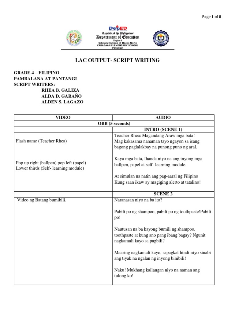 Lac Script Output - Filipino 4 | PDF