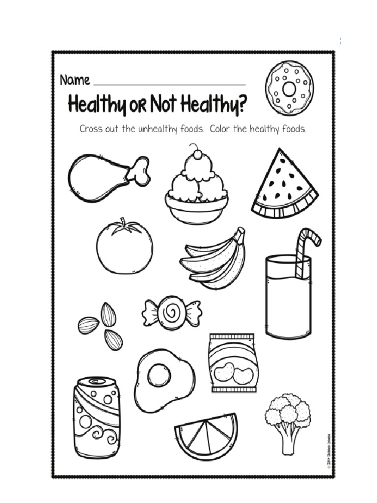 Colouring Worksheet For Health and Eating Habits | PDF
