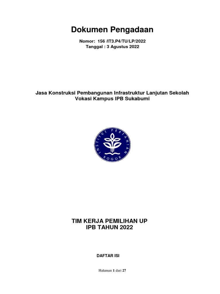 Pengadaan Infrastruktur Sekolah Vokasi IPB | PDF