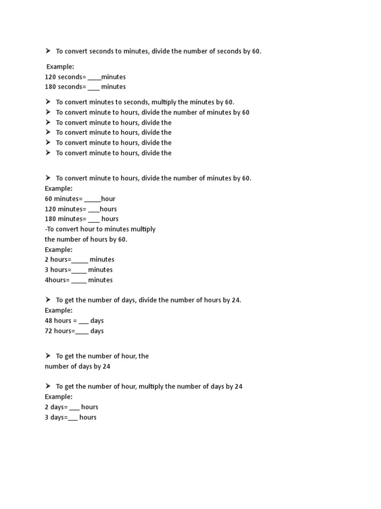To convert seconds to minutes pdf