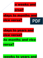 Days To Weeks and Vice Versa