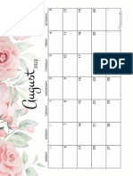 August Calendar 2023 Printable Rose