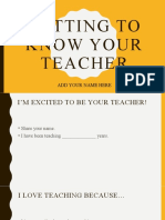 Getting To Know Your Teacher