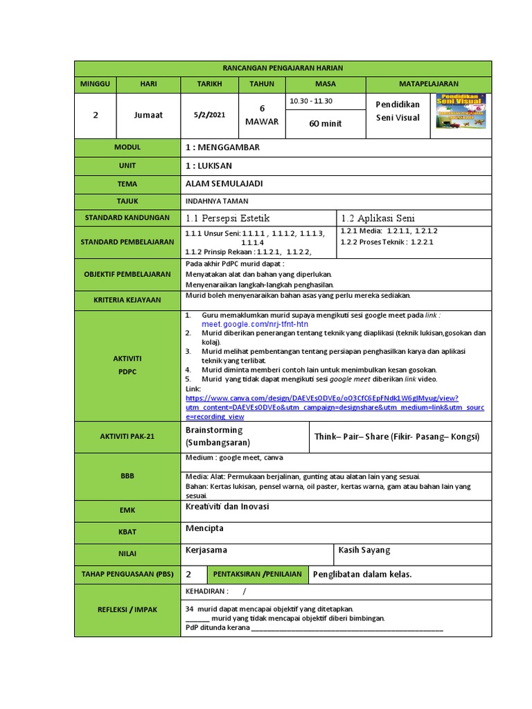 RPH PSV Tahun 6 | PDF