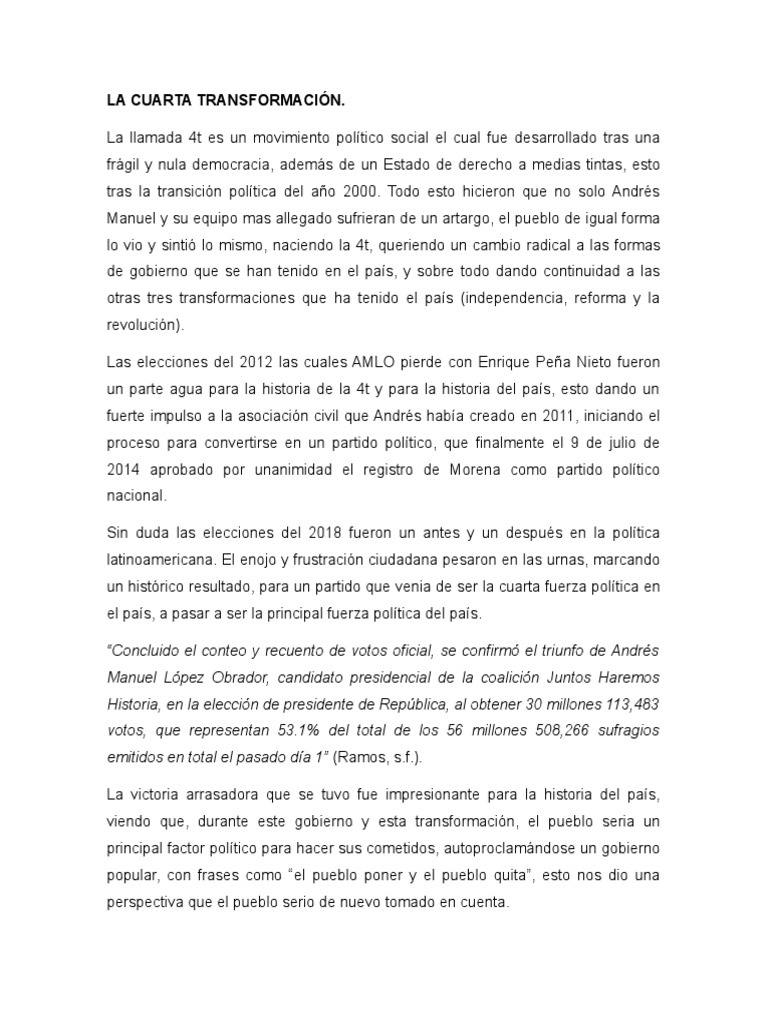 La Cuarta Transformación en México | PDF | Estado (política)
