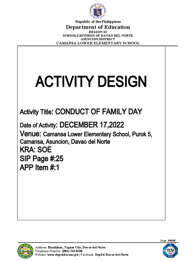 Family Day Celebration Program Design | PDF