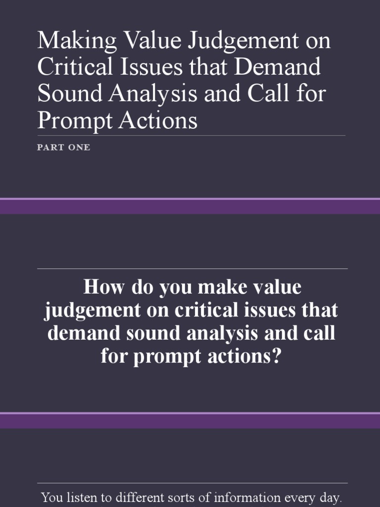 Making Value Judgements on Critical Issues | PDF