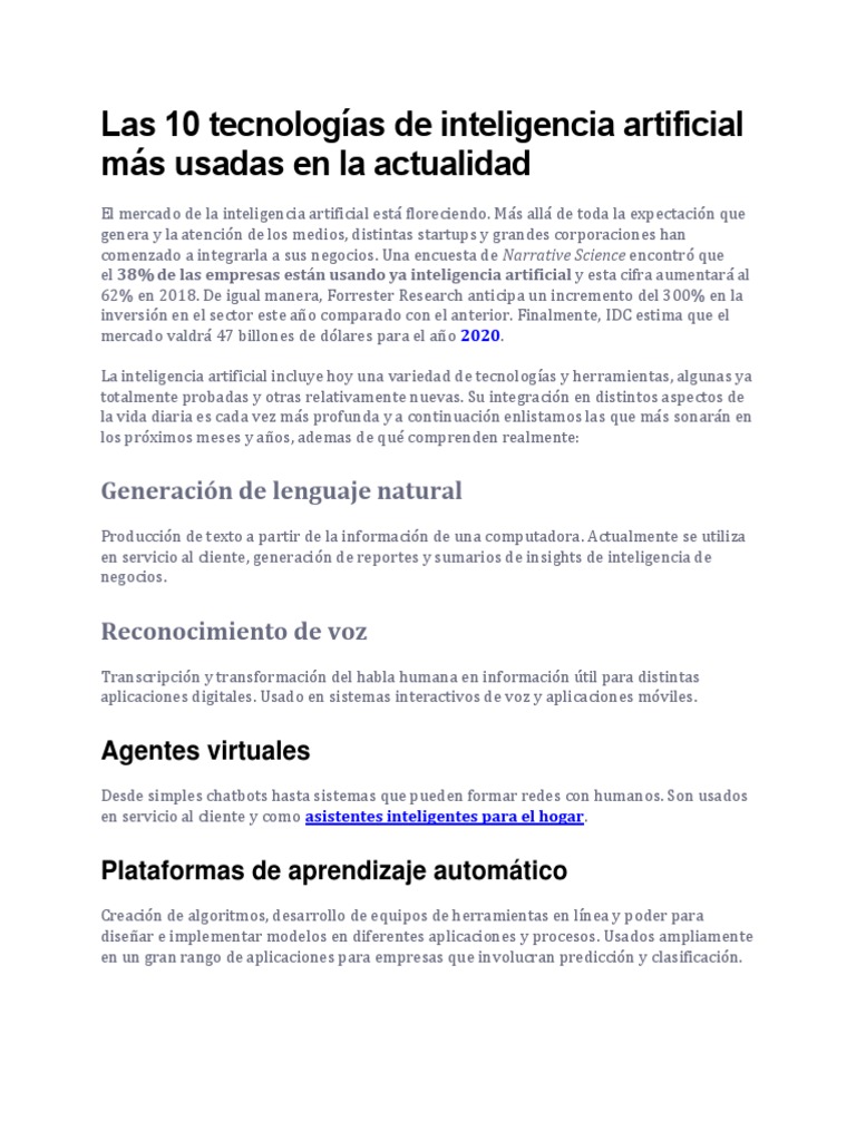 10 Tecnologías Clave en IA | PDF | Inteligencia artificial ...