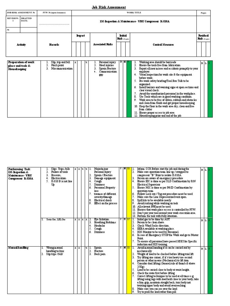 VRU Compressor Maintenance Risk Assessment | PDF