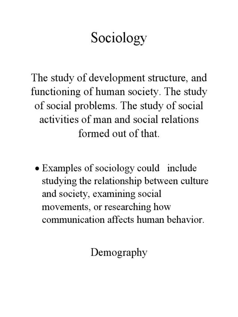 Sociology and Demography | PDF | Social Science | Science & Mathematics