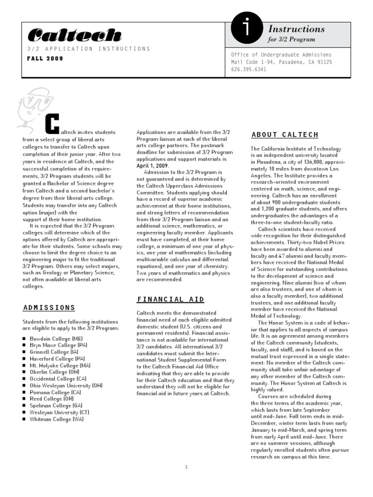 Caltech 3/2 Program Transfer Guide | PDF | California Institute Of ...