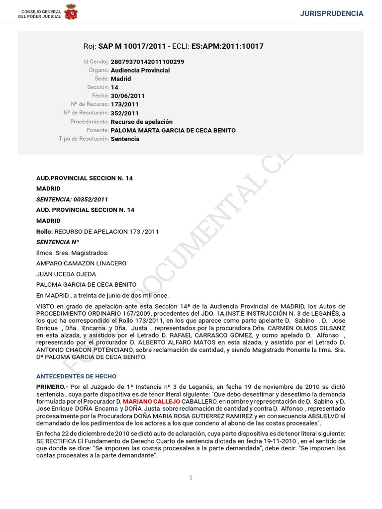 Sentencia Ejemplo | PDF | Sentencia (ley) | Demanda judicial