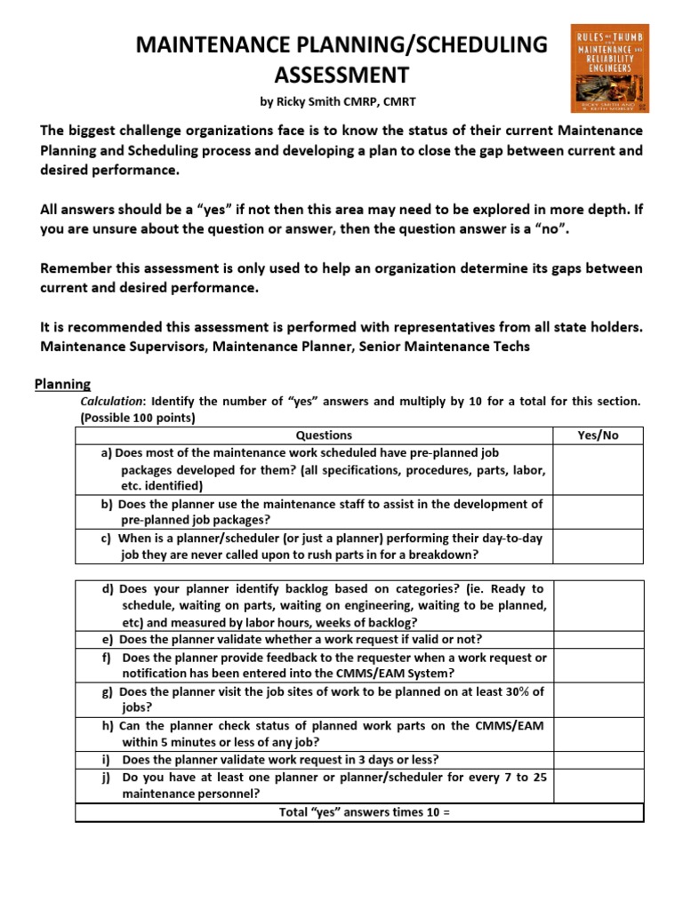 Maintenance Planning and Scheduling | PDF | Performance Indicator ...