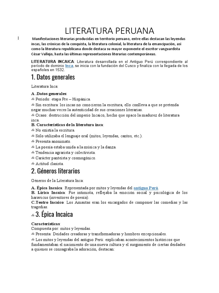 LITERATURA PERUANA PT 1. | PDF | Imperio Inca | Andes
