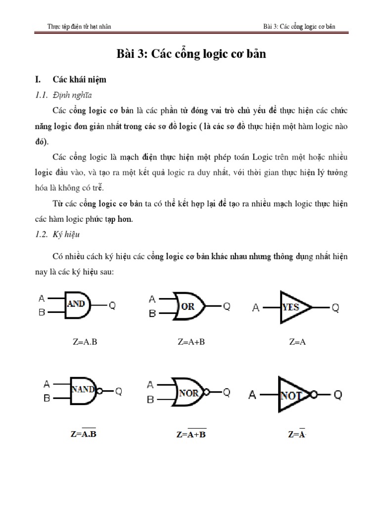 Bài 3- Các cổng logic cơ bản | PDF