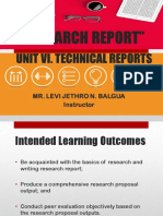 Unit VI Technical Reports Pt. 2 Research Report