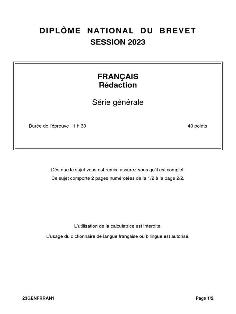 Sujet Maths Brevet 2023 Professionnel Brevet 2023 Amérique Rédaction | PDF