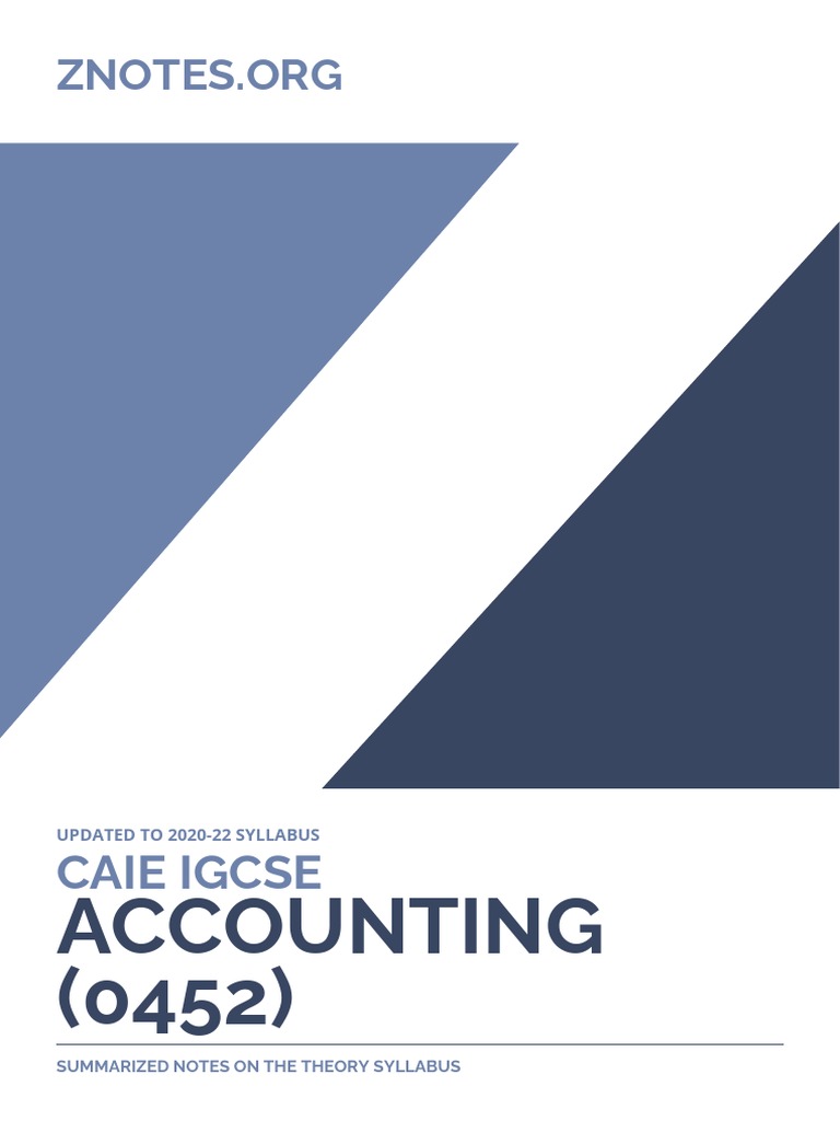 IGCSE Accounting Notes Summary | PDF | Debits And Credits | Bookkeeping