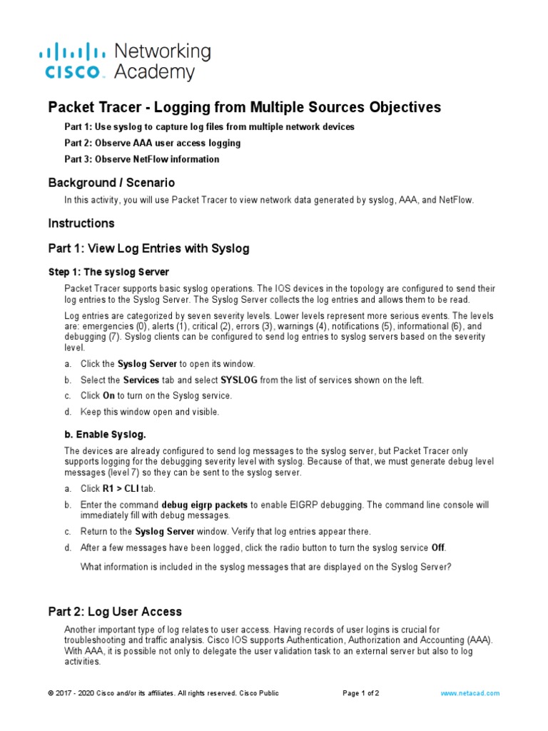 24 2 2 packet tracer logging from multiple sources pdf login