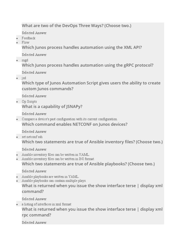 Automation and DevOps (JNCIA-DevOps) - Voucher Assesment Test | PDF ...