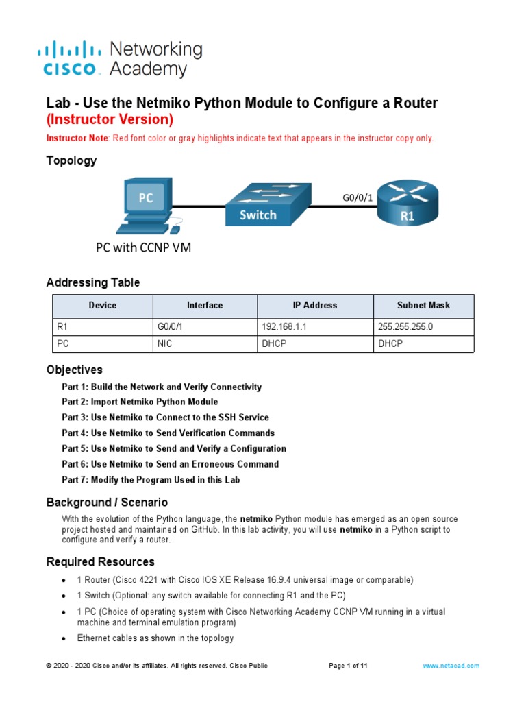 28.1.3 Lab - Use The Netmiko Python Module To Configure A Router - ILM ...
