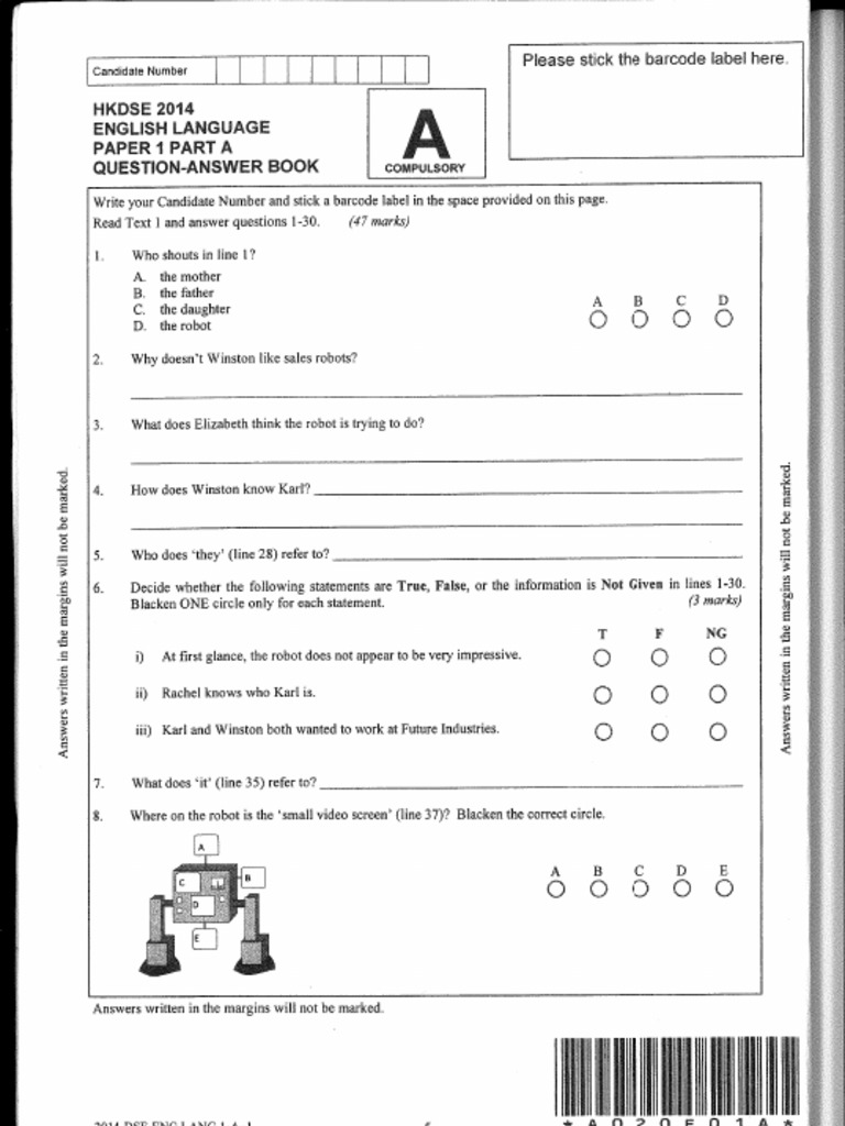 2014 English P1 Reading Question | PDF