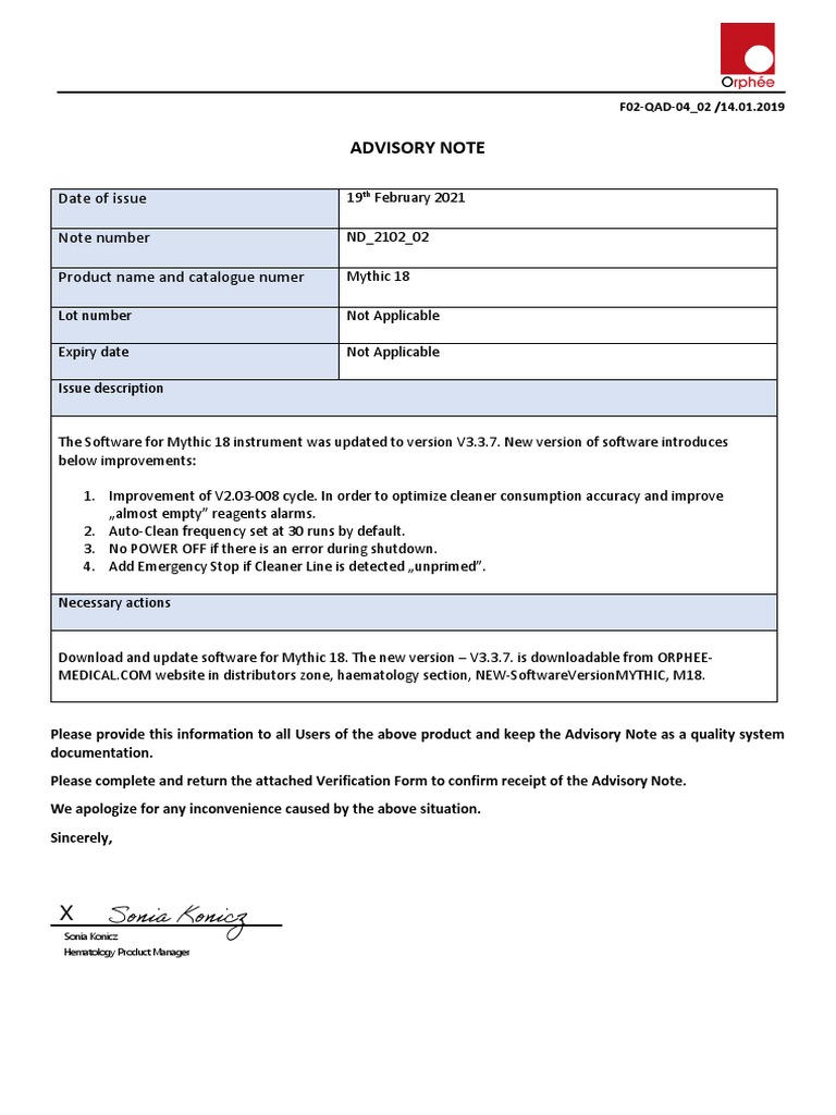 ND 2102 02 MYTHIC 18 Software Update | PDF