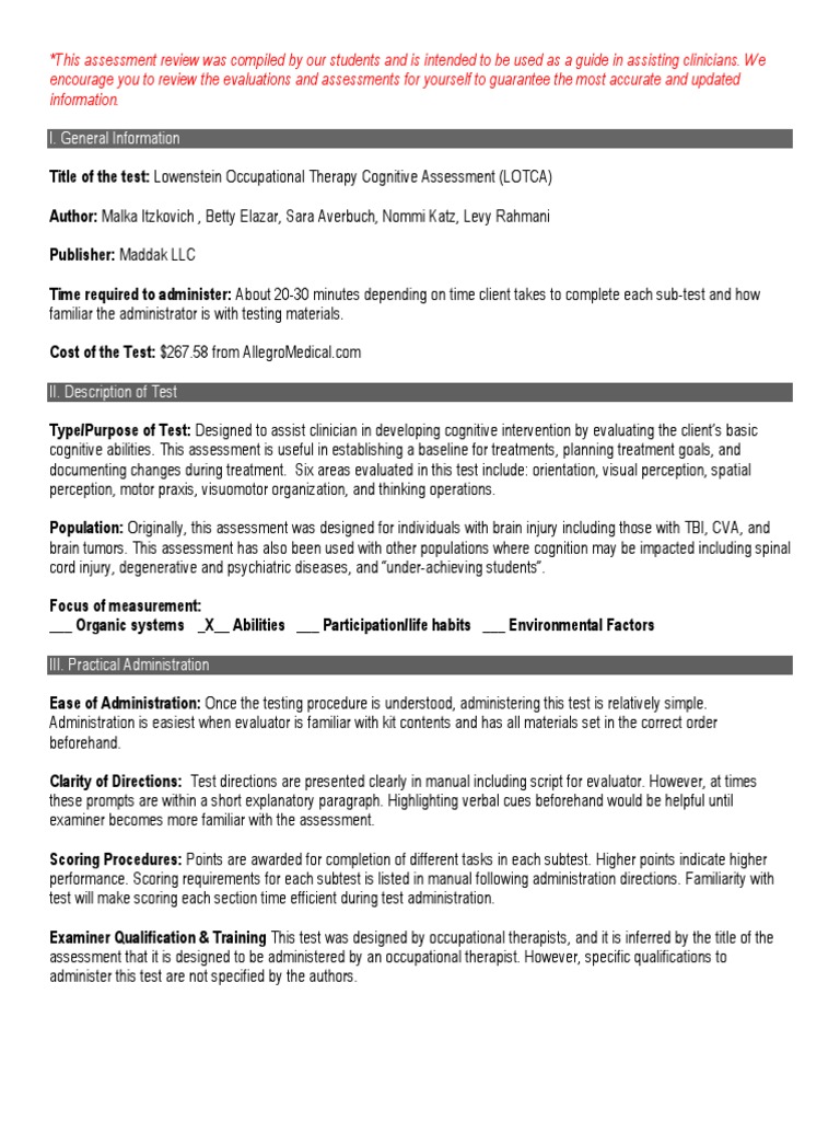 Lotca | PDF | Traumatic Brain Injury | Occupational Therapy