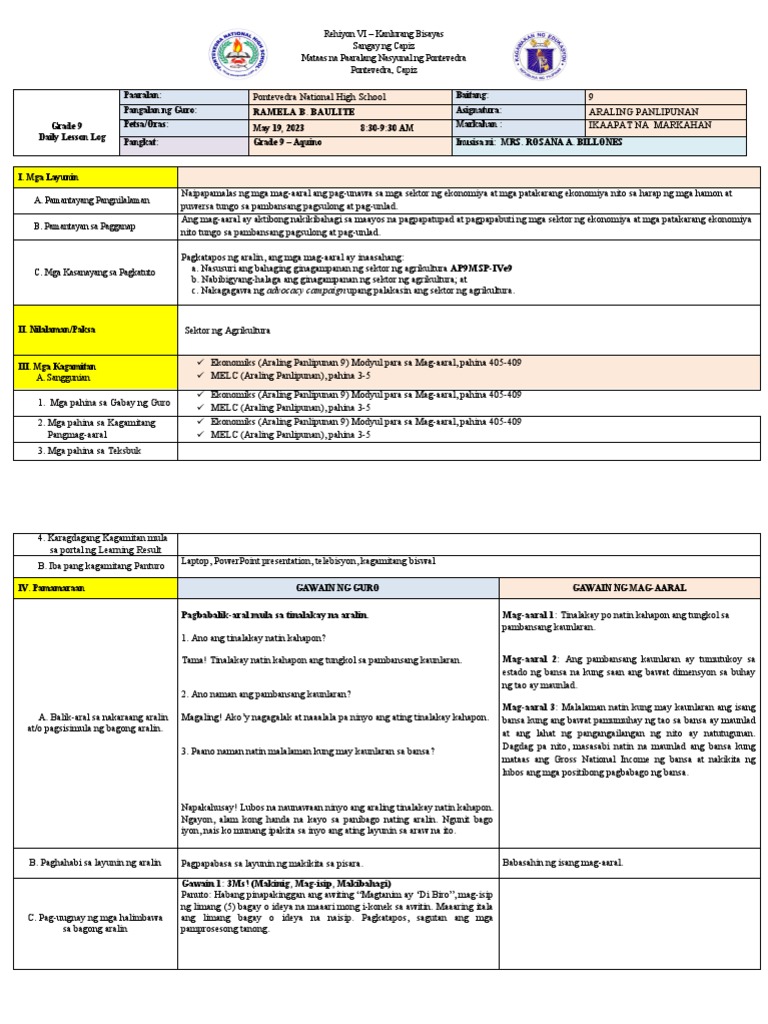 Lesson Plan in AP 10 | PDF