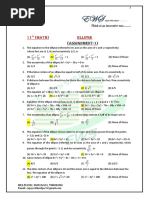 11TH Math Ellipse Assignment-1 With Key