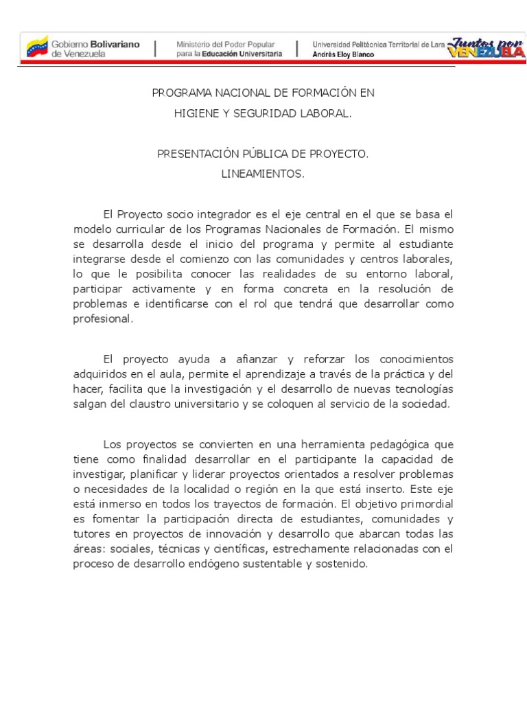 Lineamientos para Presentación de Proyectos | PDF | Aprendizaje