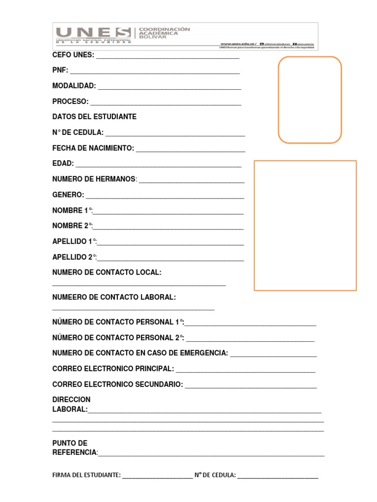 Planilla de Actualizacion de Datos Estudiante de Pregrado | PDF