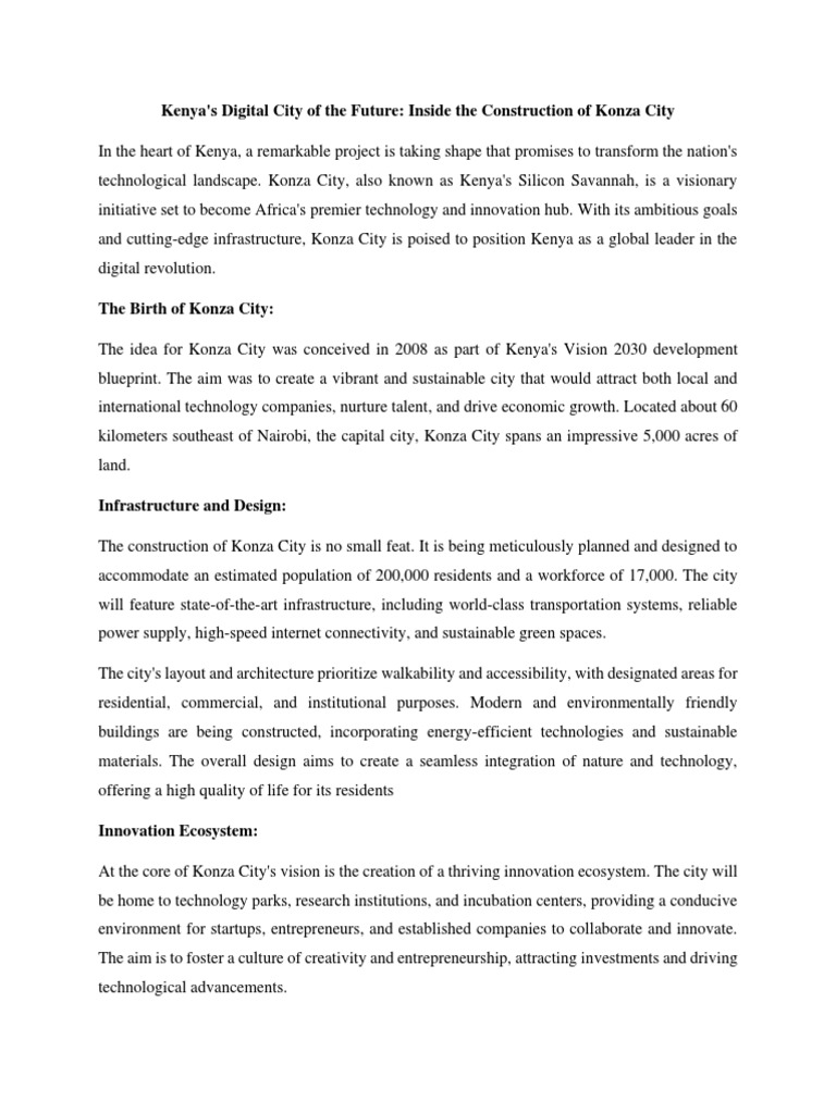 Konza City Pdf Sustainability Innovation