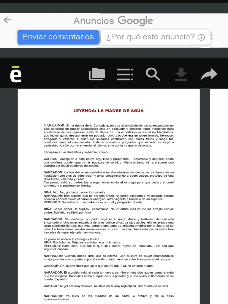 Leyenda La Madre De Agua Guión Pdf