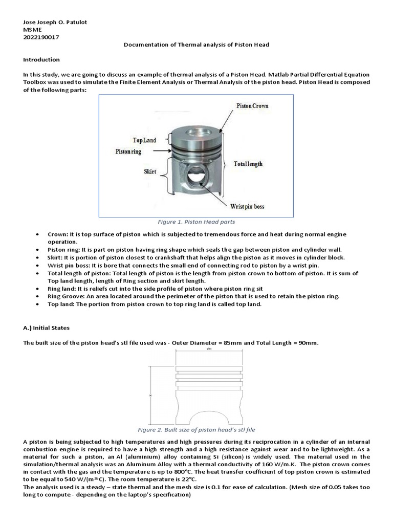 Thermal Analysis of Piston Head | PDF