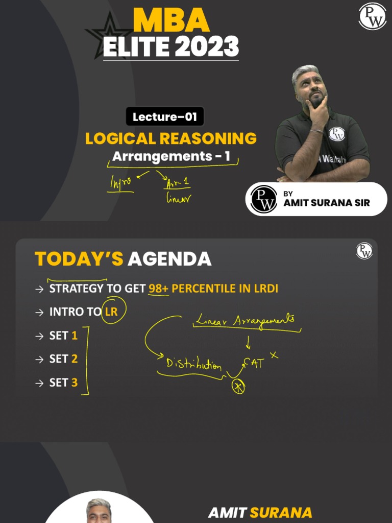 Logical Reasoning 01 _ Arrangements - 1 _ Class Notes __ MBA Elite 2023 ...