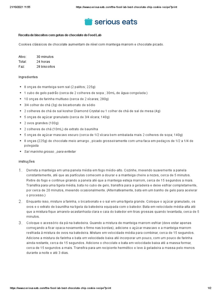 The Food Lab Best Chocolate Chip Cookie Recipe PDF Chocolate