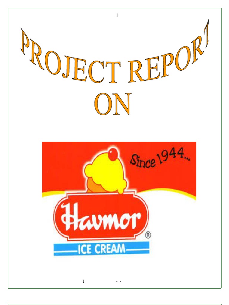 Havmor Ice Creams Bba Mba Project Report PDF Employment Sales