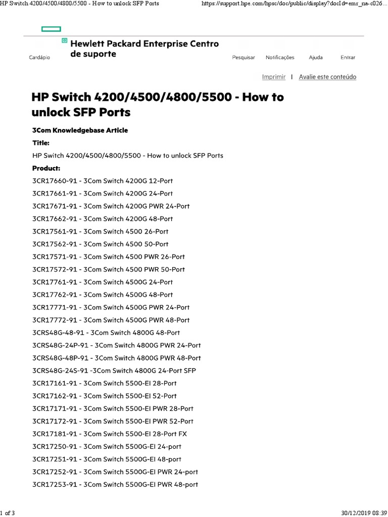 HP Switch 4200450048005500 How To Unlock SFP Ports PDF