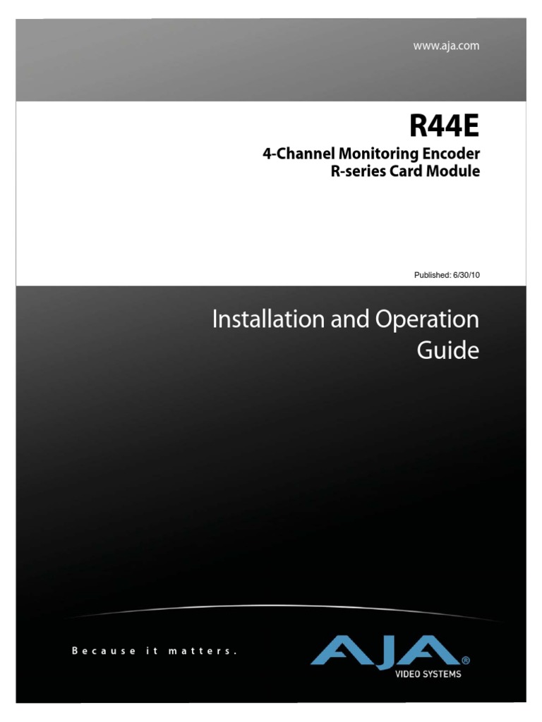 AJA Manual R44E | PDF | Video | Electromagnetic Interference