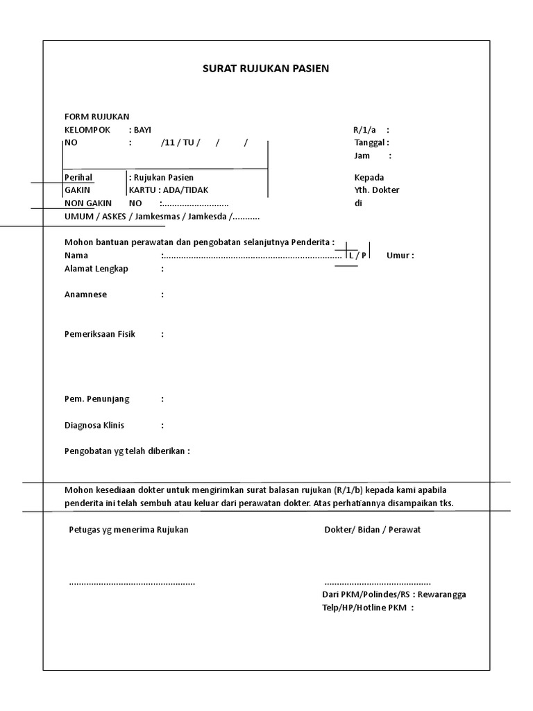 Contoh Surat Rujukan Pasien Bayi | PDF