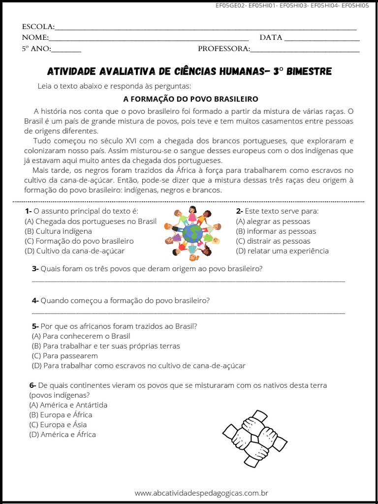 5º Ano - Formação Do Povo Brasileiro | PDF | Brasil | Escravidão