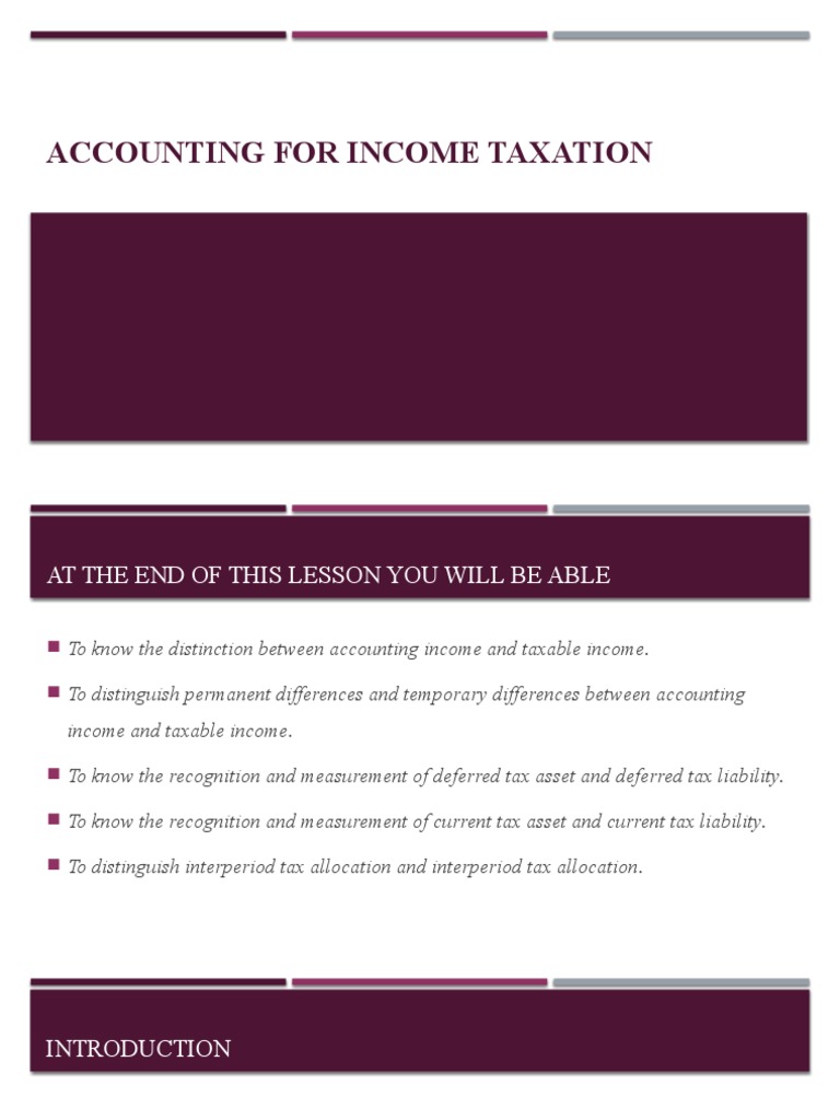 Accounting For Tax PDF Deferred Tax Tax Expense