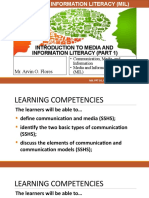 1.MIL 1. Introduction To MIL Part 1 Communication Media Information Technology Literacy and MIL