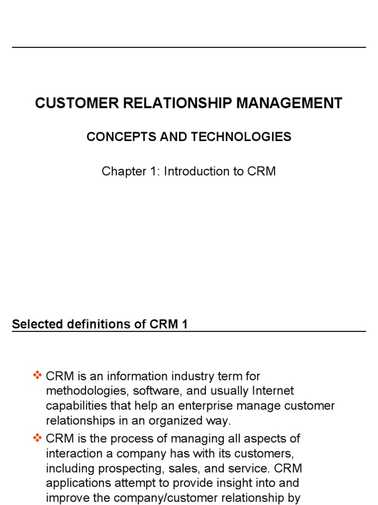 Introduction of CRM | PDF | Customer Relationship Management | Sales