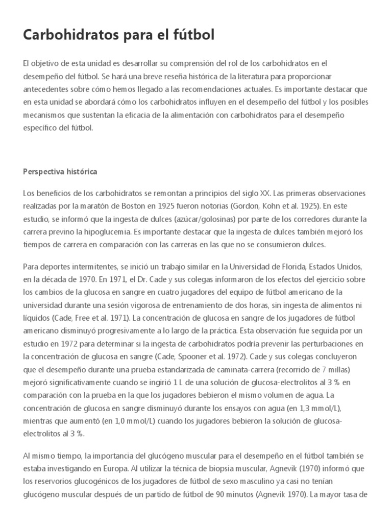 Carbohidratos Para El Fútbol Pdf