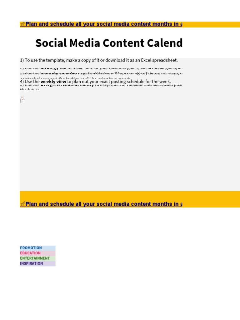 Social media content calendar to use the template click the file