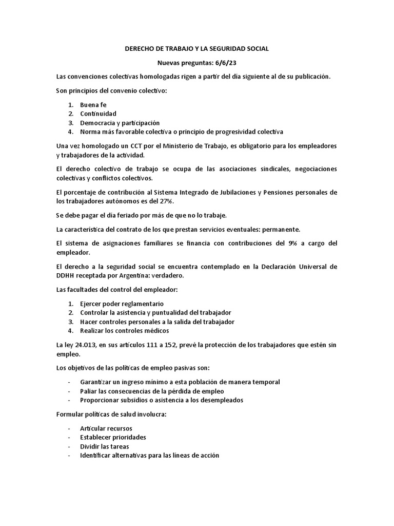 Segundo Parcial: Derecho Laboral y Seguridad Social | PDF | Ciencias ...
