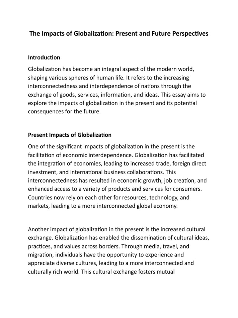 Globalization's Current and Future Impact | PDF | Globalization ...